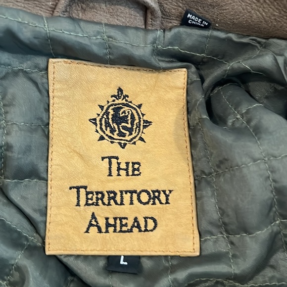 THE TERRITORY AHEAD MATTE BROWN LEATHER BOMBER MOTORCYCLE JACKET MEN'S LARGE - Picture 2 of 8